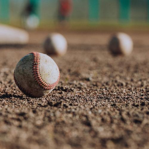 Baseballs on infield